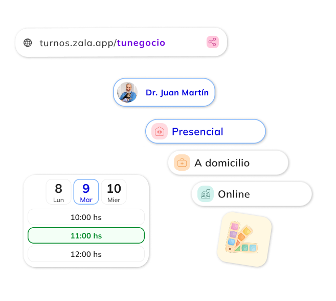 Tu web de turnos, tu URL, selección de ubicación y horarios