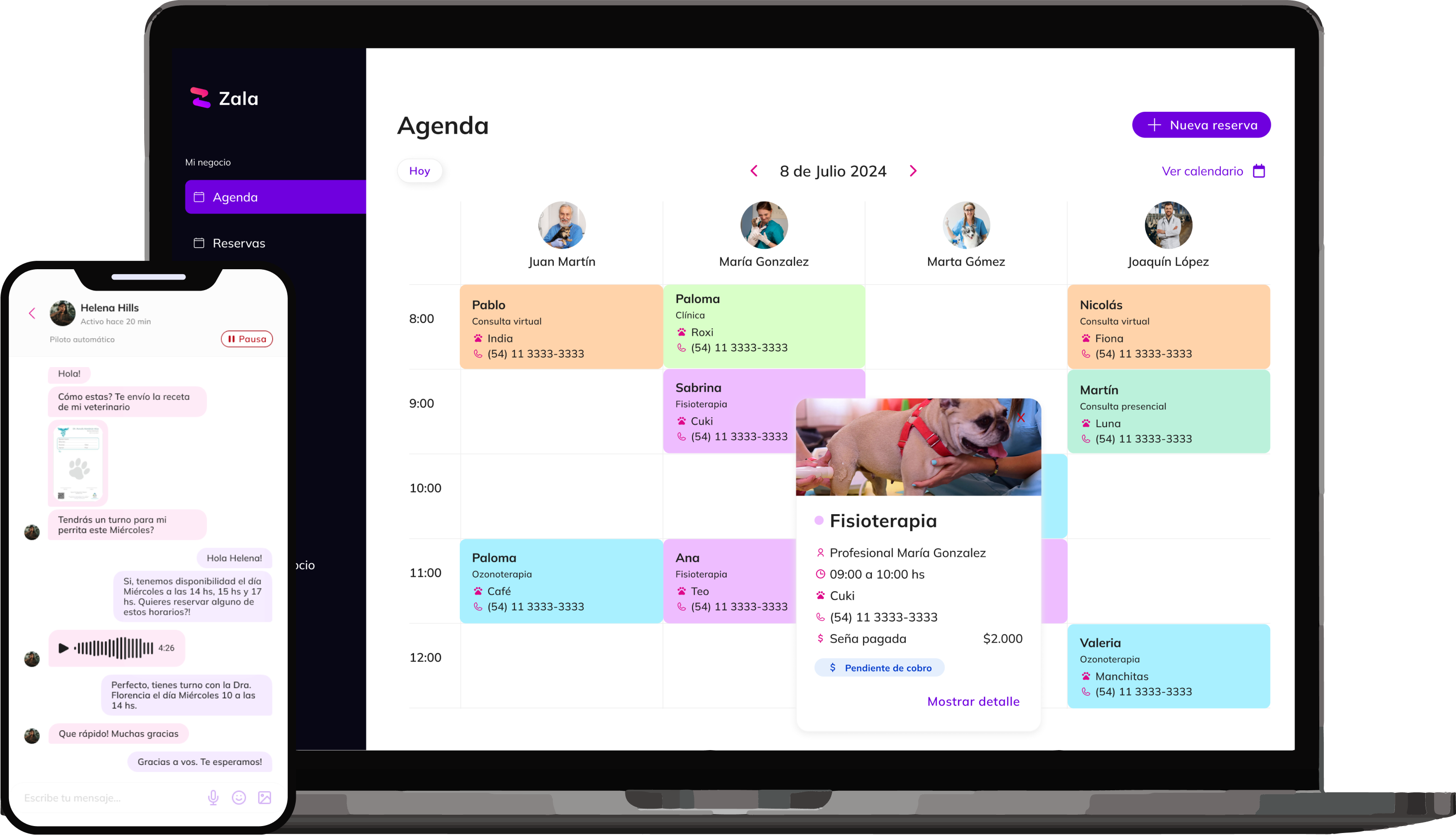 Zala Mockup with Chat & Booking